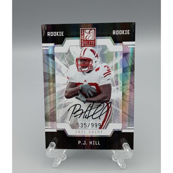 P.J. Hill Autographed Rookie Card 2009 Donruss Elite Football Card - Picture 1 of 2